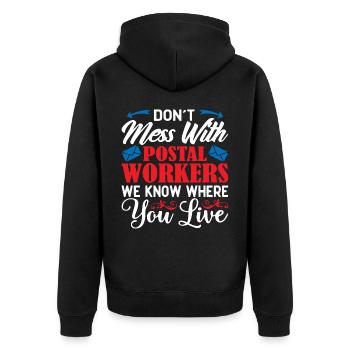 Postal worker, postal worker, postman - Unisex Premium Organic Zip Hoodie - black - Back - Nico (187cm)