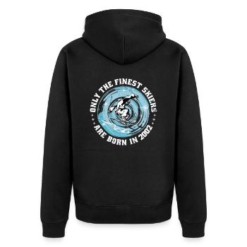 Skier Skifahrer Jahrgang 2002 Geburtstag Skilaufen - Unisex Premium Bio Zip Hoodie - Schwarz - Hinten - Nico (187cm)
