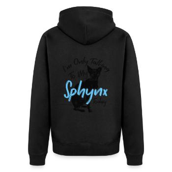 In conversation with my Sphynx Today Kitten Pet - Unisex Premium Organic Zip Hoodie - black - Back - Nico (187cm)