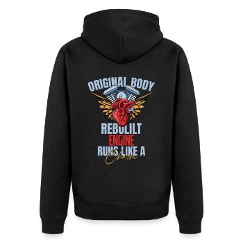 Chirurgische Wiederherstellungsoperation wie ein Zauber - Unisex Premium Bio Zip Hoodie - Schwarz - Hinten - Nico (187cm)