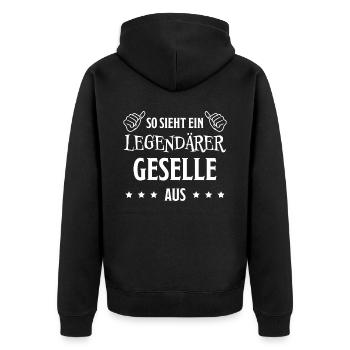 Geselle Lustiger Spruch Gesellenprüfung Geschenk - Unisex Premium Bio Zip Hoodie - Schwarz - Hinten - Nico (187cm)