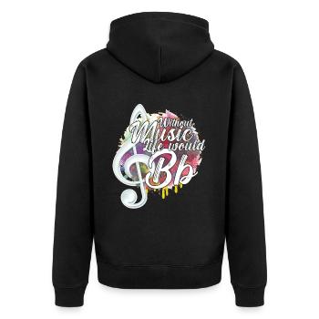 Ohne Musik würde das Leben B Flat Zitat - Unisex Premium Bio Zip Hoodie - Schwarz - Hinten - Nico (187cm)