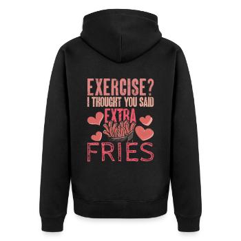 Exercice Je pensais que vous aviez dit frites supplémentaires - Veste à capuche bio Premium Unisexe - noir - Dos - Nico (187cm)