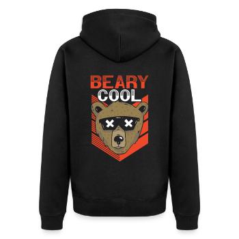 Beary Cool Bear Lover Wildlife Animal Bear - Unisex Premium Organic Zip Hoodie - black - Back - Nico (187cm)