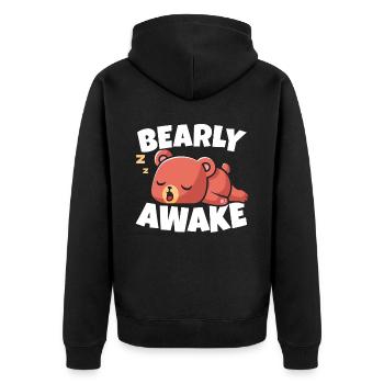 Bearly Awake Sleeping Bear Lover Wildlife Animal - Unisex Premium Organic Zip Hoodie - black - Back - Nico (187cm)