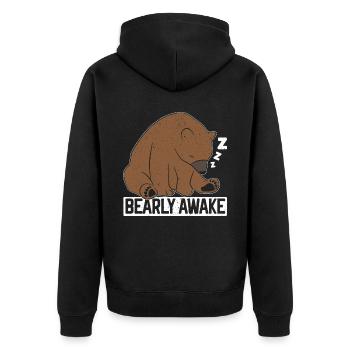 Bearly Awake Sleeping Bear Lover Wildlife Animal - Unisex Premium Organic Zip Hoodie - black - Back - Nico (187cm)