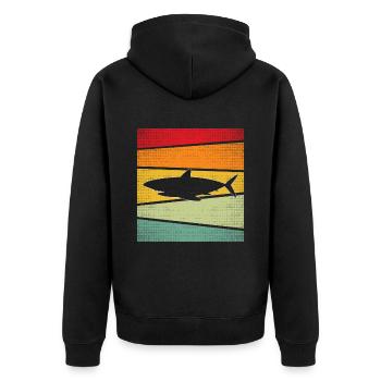 Hai Retro - Unisex Premium Bio Zip Hoodie - Schwarz - Hinten - Nico (187cm)