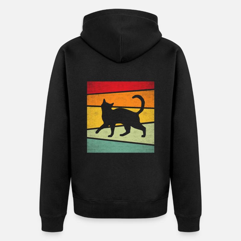 Chat Rétro - Veste à capuche bio Premium Unisexe - noir