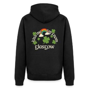 Kiss Me - St. Patrick's Day Glasgow - Unisex Premium Organic Zip Hoodie - black - Back - Nico (187cm)