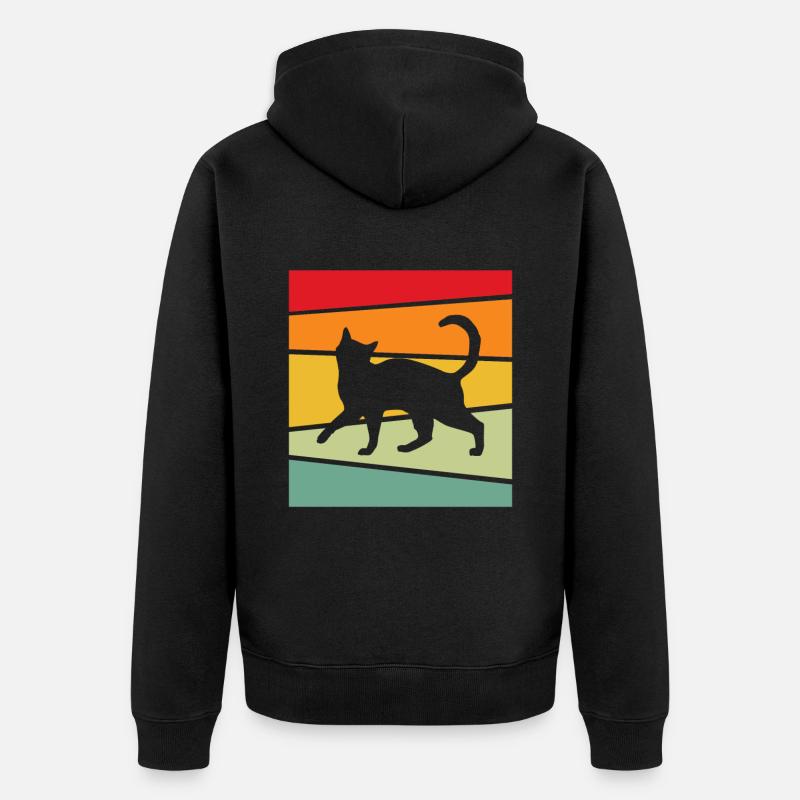 Chat Rétro - Veste à capuche bio Premium Unisexe - noir