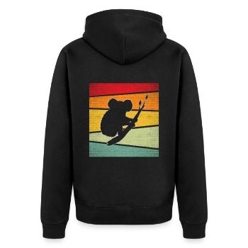 Koala Retro - Unisex Premium Organic Zip Hoodie - black - Back - Nico (187cm)