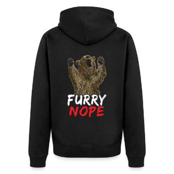 Furry Nope Bear Lover Wildlife Animal Bear - Unisex Premium Organic Zip Hoodie - black - Back - Nico (187cm)