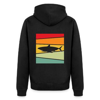 Hai Retro - Unisex Premium Bio Zip Hoodie - Schwarz - Hinten - Nico (187cm)