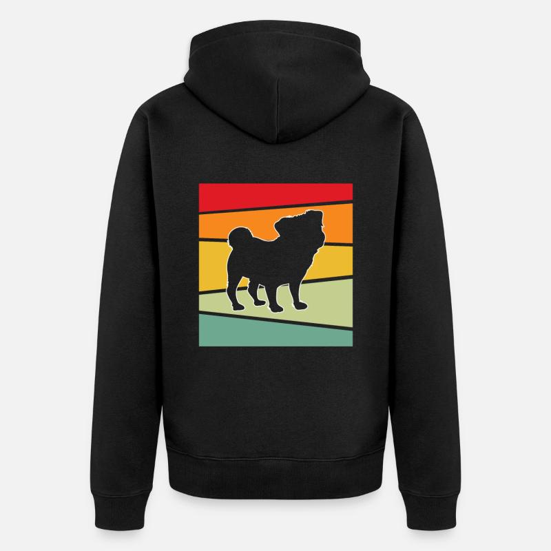 Mops Retro - Unisex Premium Bio Zip Hoodie - Schwarz