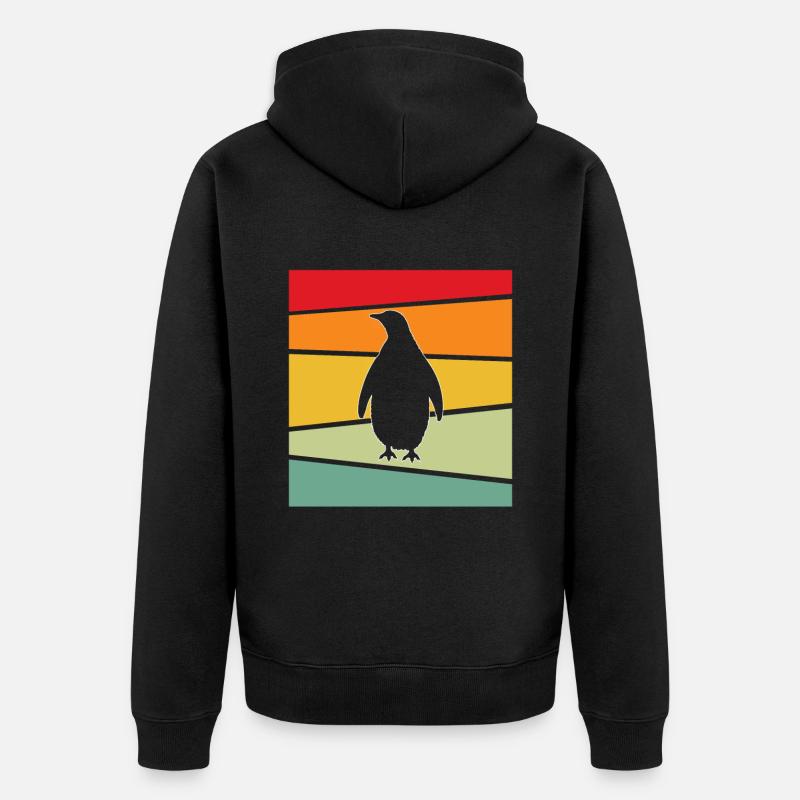 Pingouin Rétro - Veste à capuche bio Premium Unisexe - noir