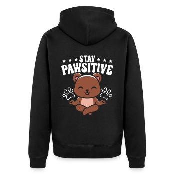 Stay Pawsitive Bear Lover Wildlife Tier Bär - Unisex Premium Bio Zip Hoodie - Schwarz - Hinten - Nico (187cm)
