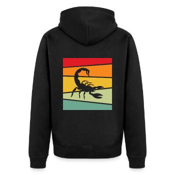 Skorpion Retro - Unisex Premium Bio Zip Hoodie - Schwarz - Hinten - Nico (187cm)
