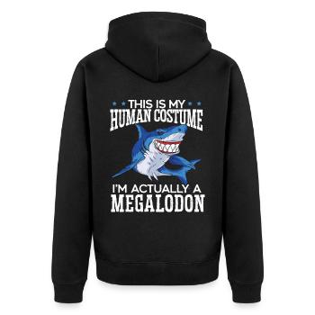 Feeling Jawesome Shark Lover Meeresbiologe - Unisex Premium Bio Zip Hoodie - Schwarz - Hinten - Nico (187cm)