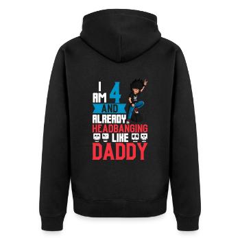 I'm 4 - Young Rocker - Unisex Premium Organic Zip Hoodie - black - Back - Nico (187cm)