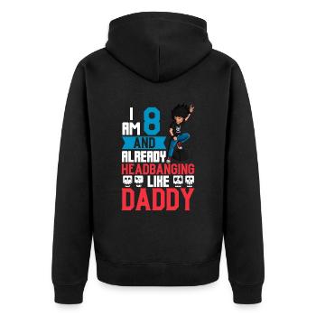 I'm 8 - Young Rocker - Unisex Premium Organic Zip Hoodie - black - Back - Nico (187cm)