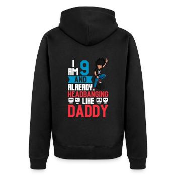 I'm 9 - Young Rocker - Unisex Premium Organic Zip Hoodie - black - Back - Nico (187cm)
