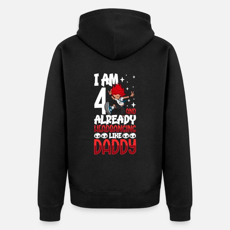 Ich bin 4 - Mädchen Rocker - Unisex Premium Bio Zip Hoodie - Schwarz