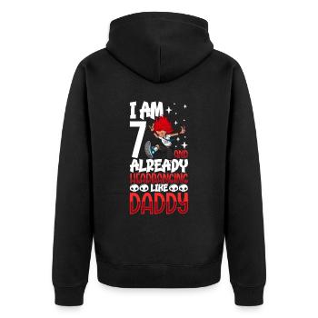 I' - Girl Rocker - Unisex Premium Organic Zip Hoodie - black - Back - Nico (187cm)