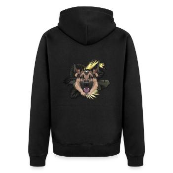 Golden Dog German Shepherd - Unisex Premium Organic Zip Hoodie - black - Back - Nico (187cm)