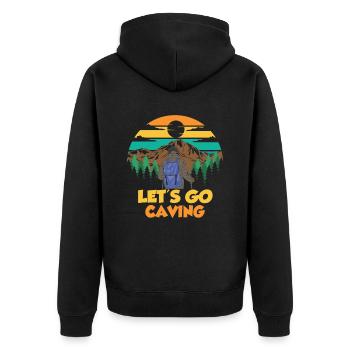 Let's Go Into The Cave Caving Cave - Unisex Premium Organic Zip Hoodie - black - Back - Nico (187cm)