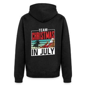 Team Weihnachten Im Juli Santa Christmas In July - Unisex Premium Bio Zip Hoodie - Schwarz - Hinten - Nico (187cm)
