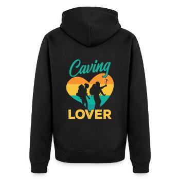 Cave lovers Cave Hiking Caving Cave - Unisex Premium Organic Zip Hoodie - black - Back - Nico (187cm)
