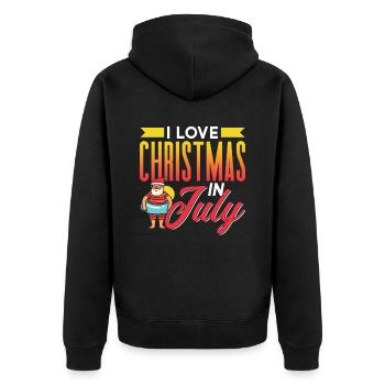 I love Christmas in July Christmas in July - Unisex Premium Organic Zip Hoodie - black - Back - Nico (187cm)