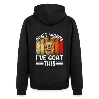 Mach Dir Keine Sorgen Ich Habe Das Im Griff Ziege - Unisex Premium Bio Zip Hoodie - Schwarz - Hinten - Nico (187cm)