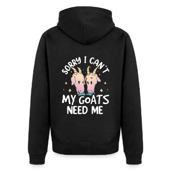 Malheureusement, mes chèvres n’ont pas besoin de moi animal - Veste à capuche bio Premium Unisexe - noir - Dos - Nico (187cm)