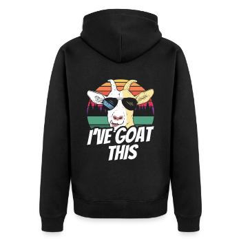 Ich Habe Das Im Griff I've Goat This Ziege Tier - Unisex Premium Bio Zip Hoodie - Schwarz - Hinten - Nico (187cm)