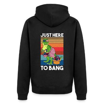 Juste ici pour frapper le feu d’artifice Dinosaure USA Drapeau - Veste à capuche bio Premium Unisexe - noir - Dos - Nico (187cm)