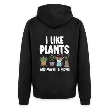 Pflanzen Gartenarbeit Gärtner Landschaftsarchitekt - Unisex Premium Bio Zip Hoodie - Schwarz - Hinten - Nico (187cm)