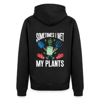 Pflanzen Gartenarbeit Gärtner Landschaftsarchitekt - Unisex Premium Bio Zip Hoodie - Schwarz - Hinten - Nico (187cm)