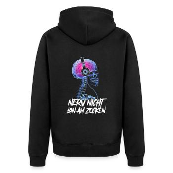 Nerv nicht bin am zocken Gamer Skelett - Unisex Premium Bio Zip Hoodie - Schwarz - Hinten - Nico (187cm)