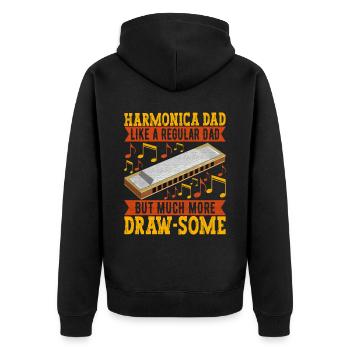 Harmonica Harmonica - Unisex Premium Organic Zip Hoodie - black - Back - Nico (187cm)