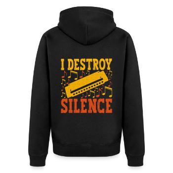 Harmonica Harmonica - Unisex Premium Organic Zip Hoodie - black - Back - Nico (187cm)