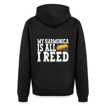 Harmonica Harmonica - Unisex Premium Organic Zip Hoodie - black - Back - Nico (187cm)