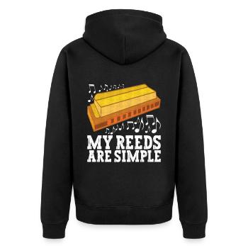 Harmonika Mundharmonika - Unisex Premium Bio Zip Hoodie - Schwarz - Hinten - Nico (187cm)