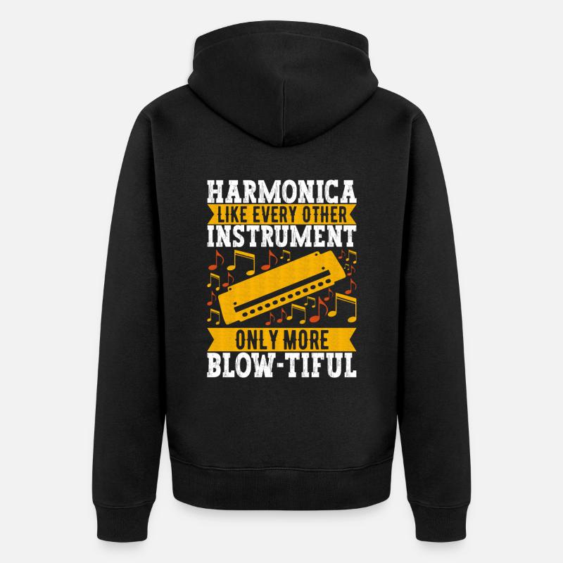 Harmonica Harmonica - Unisex Premium Organic Zip Hoodie - black