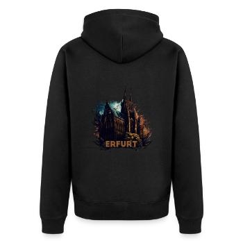 Erfurt - Unisex Premium Organic Zip Hoodie - black - Back - Nico (187cm)