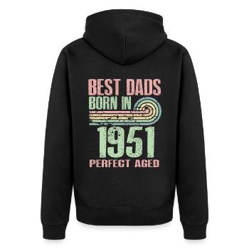 Die Besten Väter Sind 1951 Geboren, 72 Jahre Alt, - Unisex Premium Bio Zip Hoodie - Schwarz - Hinten - Nico (187cm)
