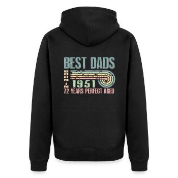 Die Besten Väter Sind 1951 Geboren, 72 Jahre Alt, - Unisex Premium Bio Zip Hoodie - Schwarz - Hinten - Nico (187cm)