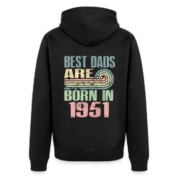 Die Besten Väter Sind 1951 Geboren, 72 Jahre Alt, - Unisex Premium Bio Zip Hoodie - Schwarz - Hinten - Nico (187cm)