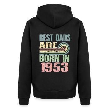 Die Besten Väter Sind 1953 Geboren, 70 Jahre Alt, - Unisex Premium Bio Zip Hoodie - Schwarz - Hinten - Nico (187cm)
