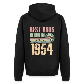 Die Besten Väter Sind 1954 Geboren, 69 Jahre Alt, - Unisex Premium Bio Zip Hoodie - Schwarz - Hinten - Nico (187cm)